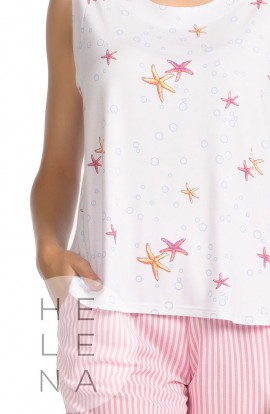 Lohe Pijama Corto Viscosa Sin Mangas Estampado Estrellas de Mar