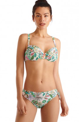 Basmar Bikini Lia Estampado Floral Verde Aros Sin Relleno Copa D