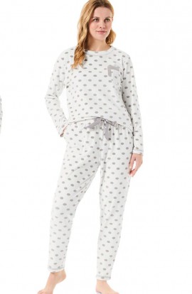 Lohe Pijama Coralina Blanco Estampado Topos Celestes