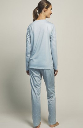 Selmark Pijama Algodón Azul Grisáceo Pantalón Estampado Diminuto