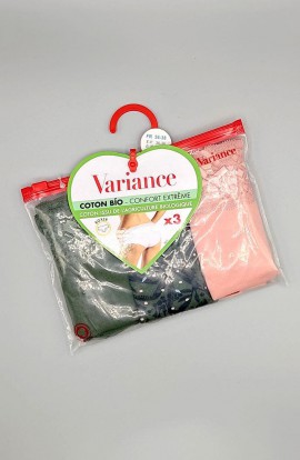 Variance Pack 3 Culottes Verde/Rosa COTON BIO Cinturilla Encaje